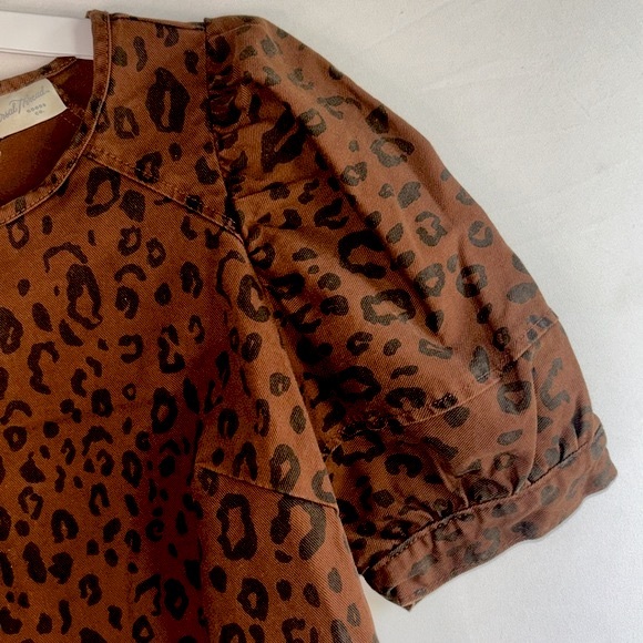 🆕 Universal Thread Denim Leopard Print Puff Sleeve Dress with Pockets—LAST 1 - Picture 6 of 12